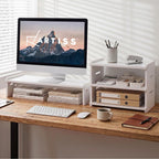 Artiss Monitor Stand and 3-Tier Desk Organiser 2-in-1 Modular Computer Monitor Riser PVC Desktop Shelf Holds 20kg for Office Students Gaming