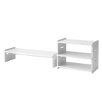 Artiss Monitor Stand and 3-Tier Desk Organiser 2-in-1 Modular PVC Desktop Shelf Holds 20kg
