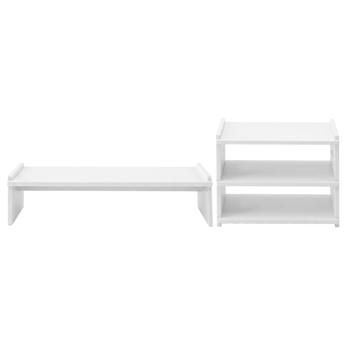 Artiss Monitor Stand and 3-Tier Desk Organiser, PVC Desktop and Shelf Holds 20kg