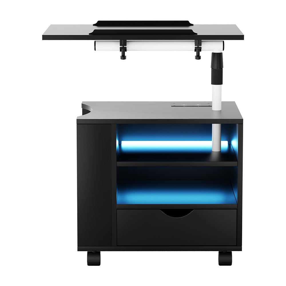 Artiss Bedside Table USB Charging with LED Adjustable Laptop Tray with Anti-Slip Support