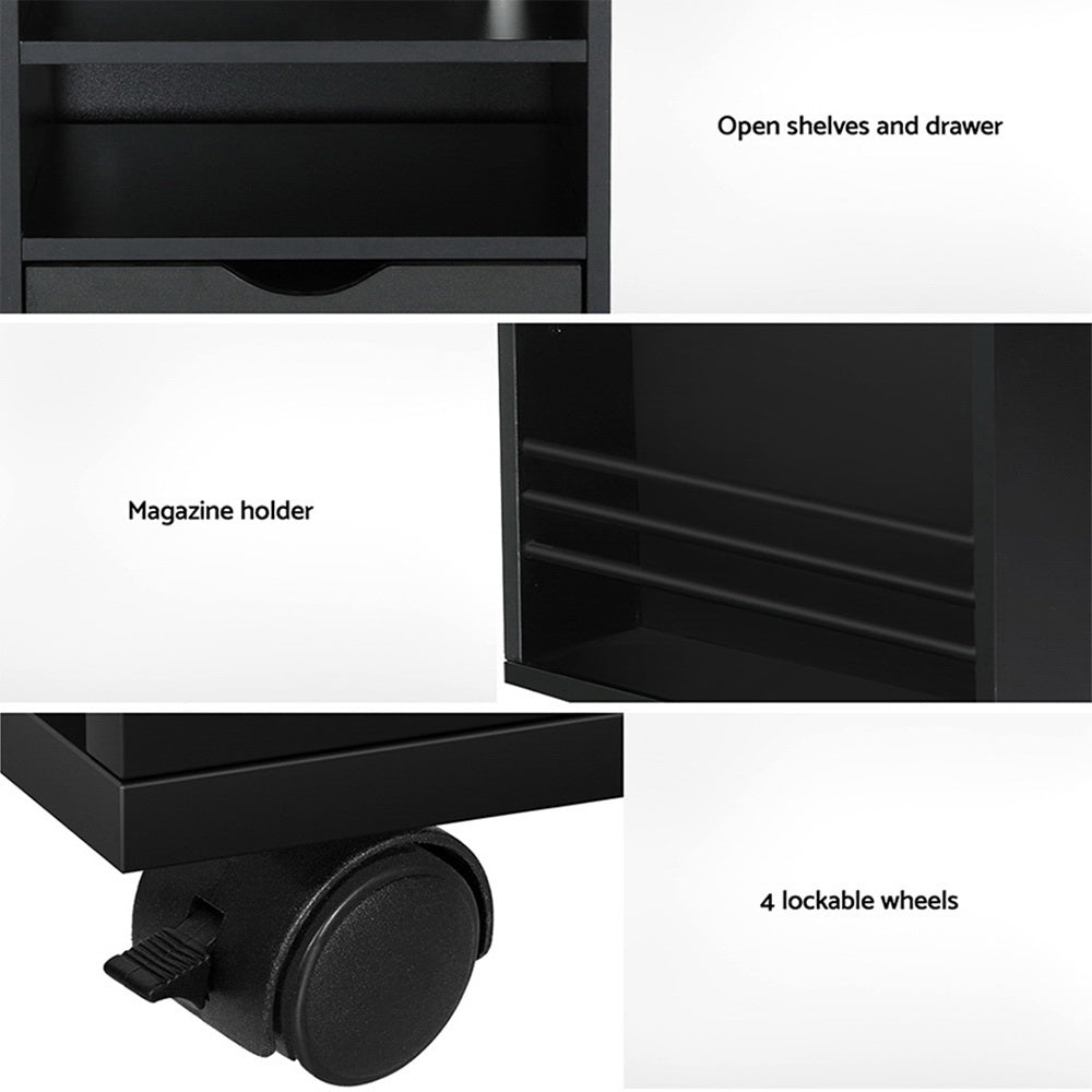 Artiss Bedside Table USB Charging with LED Adjustable Laptop Tray with Anti-Slip Support
