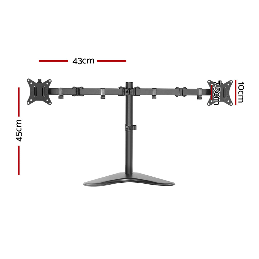 Artiss Fully Adjustable Double Monitor Arm Stand Dual Black