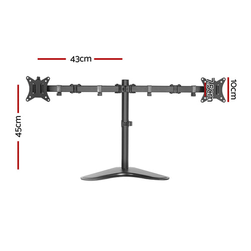 Artiss Fully Adjustable Double Monitor Arm Stand Dual Black