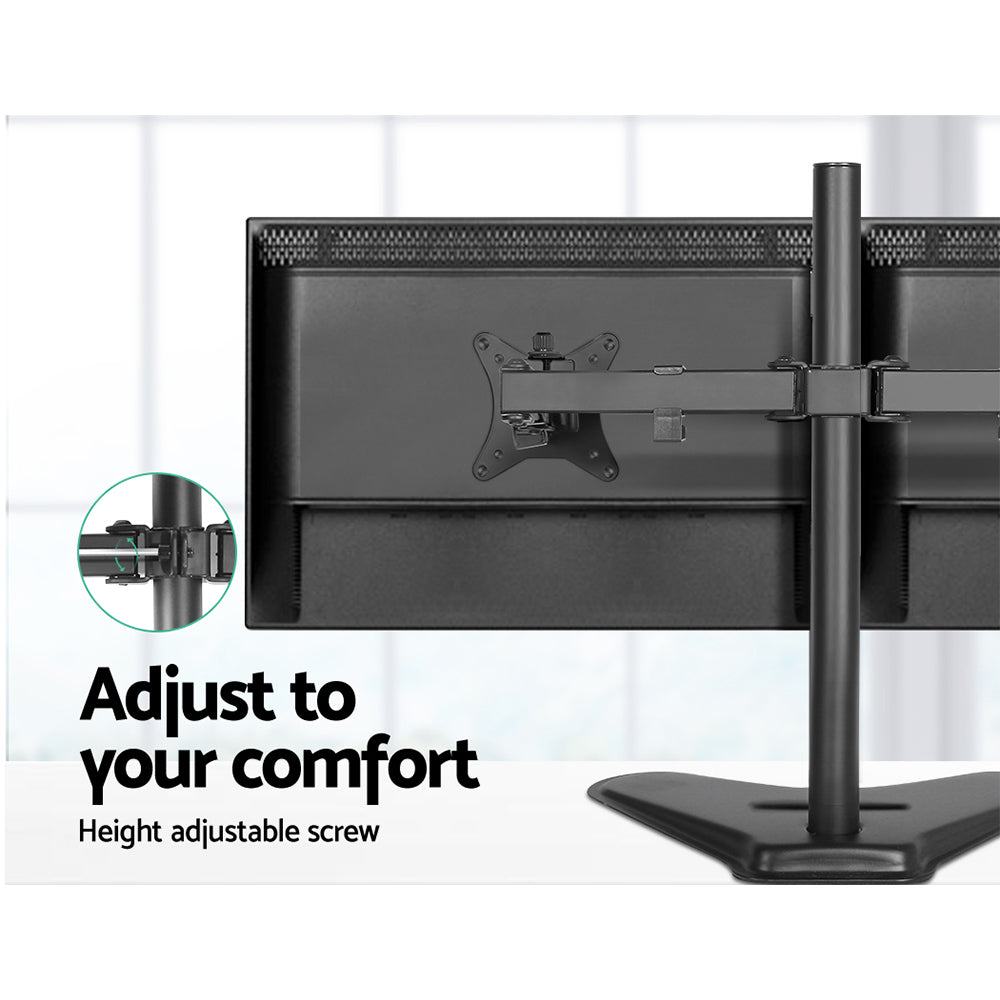 Artiss Fully Adjustable Double Monitor Arm Stand Dual Black