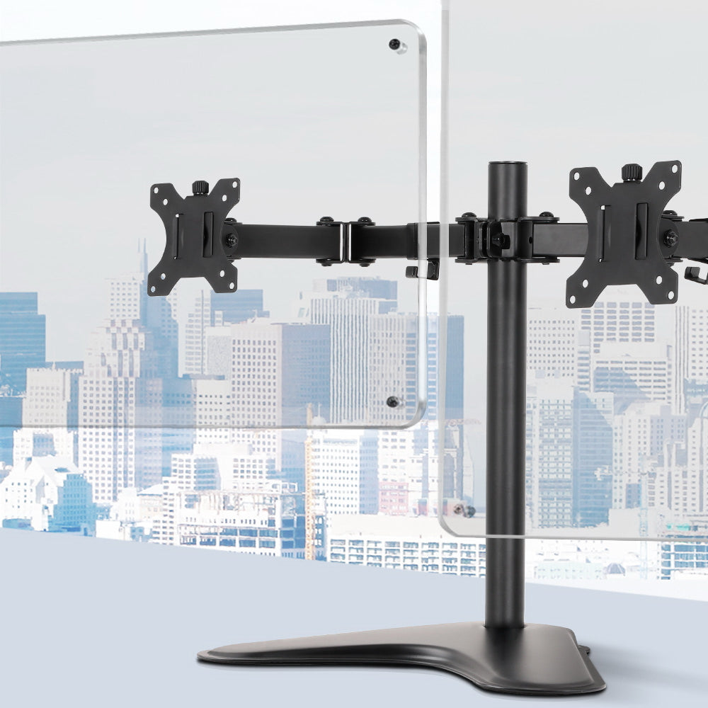Artiss Fully Adjustable Double Monitor Arm Stand Dual Black