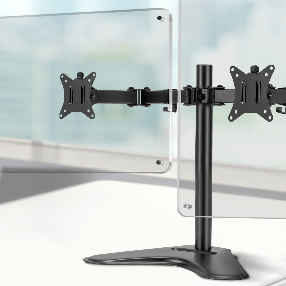 Artiss Fully Adjustable Double Monitor Arm Stand Dual Black