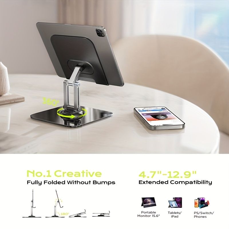 Black Silver Laptop Stand, 360 Degree Rotatable, Ergonomic and Adjustable
