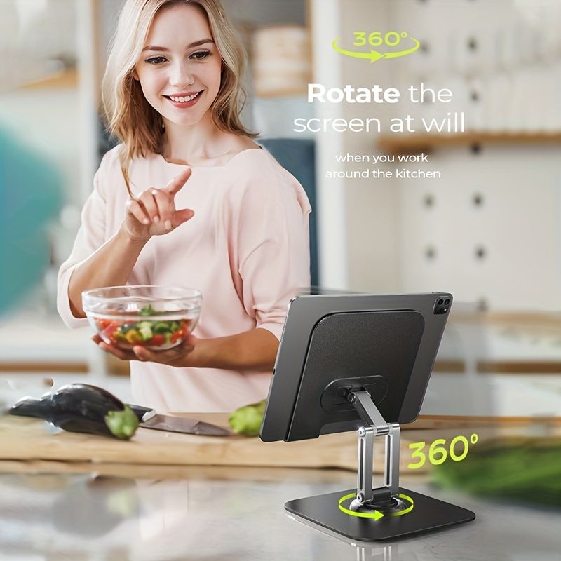 Black Silver Laptop Stand, 360 Degree Rotatable, Ergonomic and Adjustable