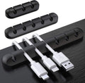 Black cable organizer - Cable net holder - Self-adhesive cable clip - Cable holder - USB cable fastening system - Cable holder - for USB charging cables, power cables, mouse cables, PC, office - 3-pack
