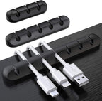 Black cable organizer - Cable net holder - Self-adhesive cable clip - Cable holder - USB cable fastening system - Cable holder - for USB charging cables, power cables, mouse cables, PC, office - 3-pack
