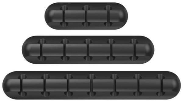 Black cable organizer - Self-adhesive cable clip - USB cable fastening system - black - 3 pack