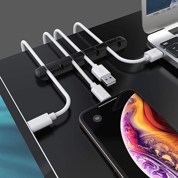 Black cable organizer - Self-adhesive cable clip - USB cable fastening system - black - 3 pack