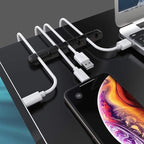 Black cable organizer - Self-adhesive cable clip - USB cable fastening system - black - 3 pack