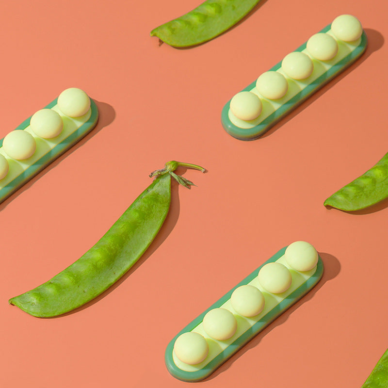Self-Adhesive Pea Pod Cable Organiser, Flexible Silicone Cord Holder for USB Cables, Chargers and Earphones, Green