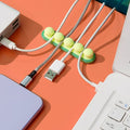 Pea Pod Cable Organizer - Green - Self-Adhesive Cable Holder - Silicone - For Office & Home