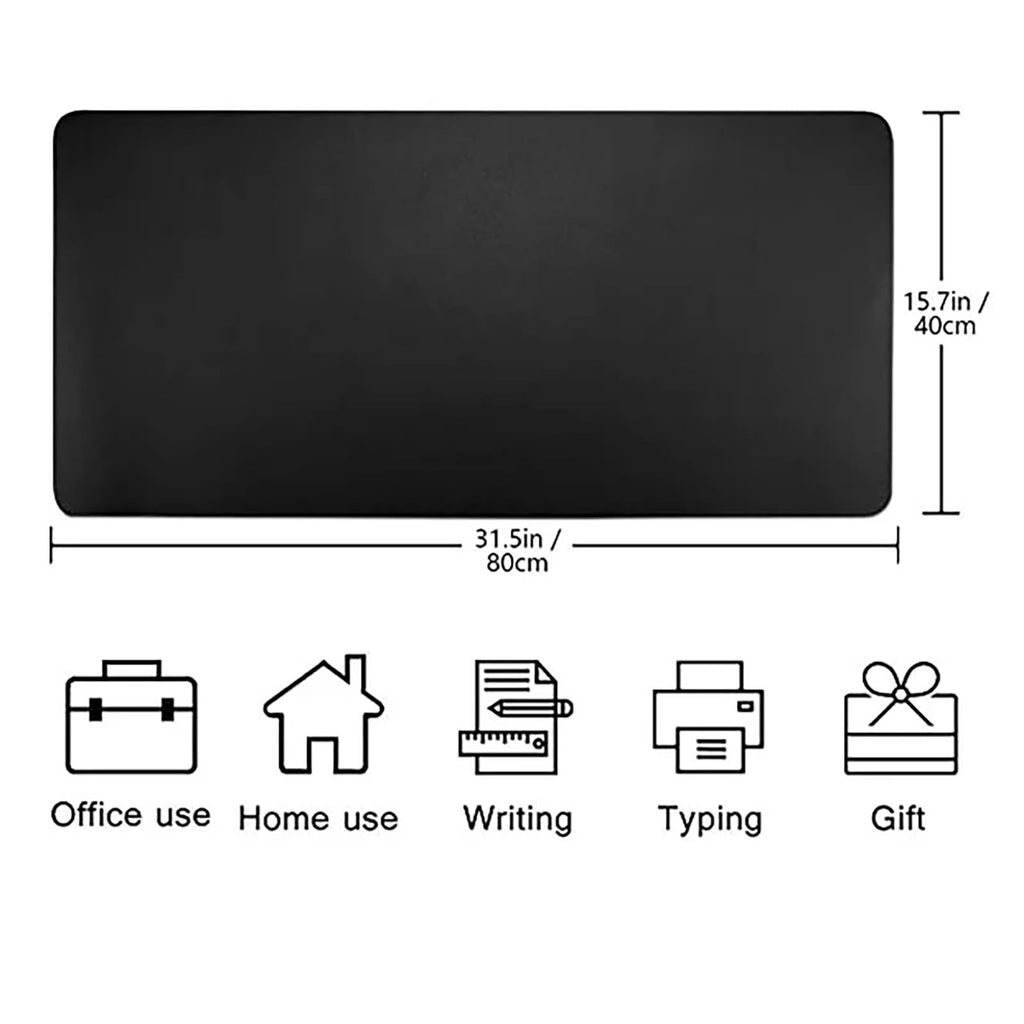 Leather Desk Pad Protector, Office Desk Mat, Large Mouse Pad, Non-Slip PU Leather Desk Blotter, Laptop Desk Pad, Black, 80 x 40 cm