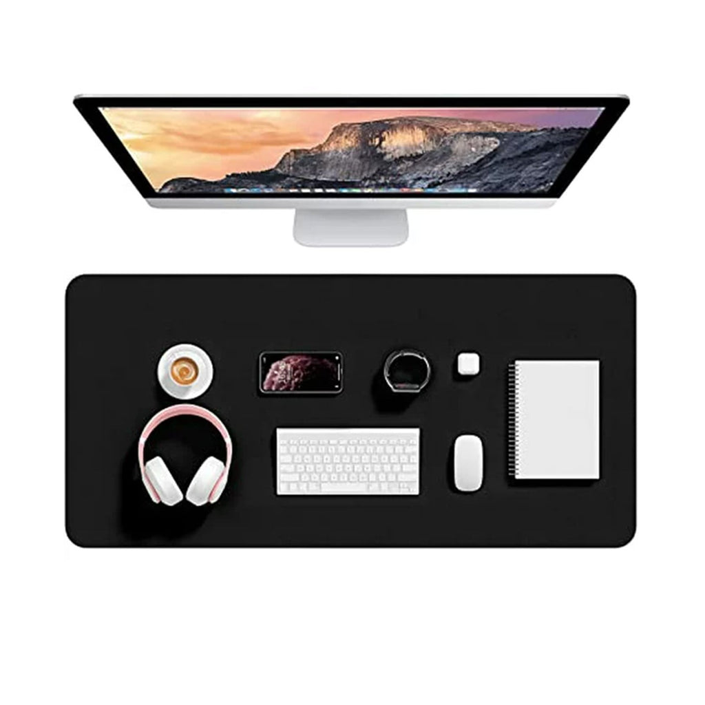 Leather Desk Pad Protector, Office Desk Mat, Large Mouse Pad, Non-Slip PU Leather Desk Blotter, Laptop Desk Pad, Black, 80 x 40 cm