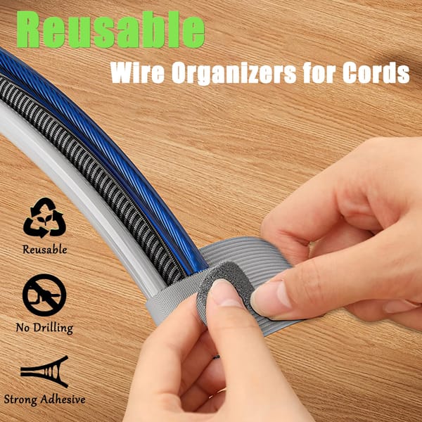 Cable Clips - Cable Organizer - Self-Adhesive - Velcro - Office - Gaming Setup - Gray - 80 Pieces