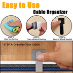 Cable Clips - Cable Organizer - Self-Adhesive - Velcro - Office - Gaming Setup - Gray - 80 Pieces