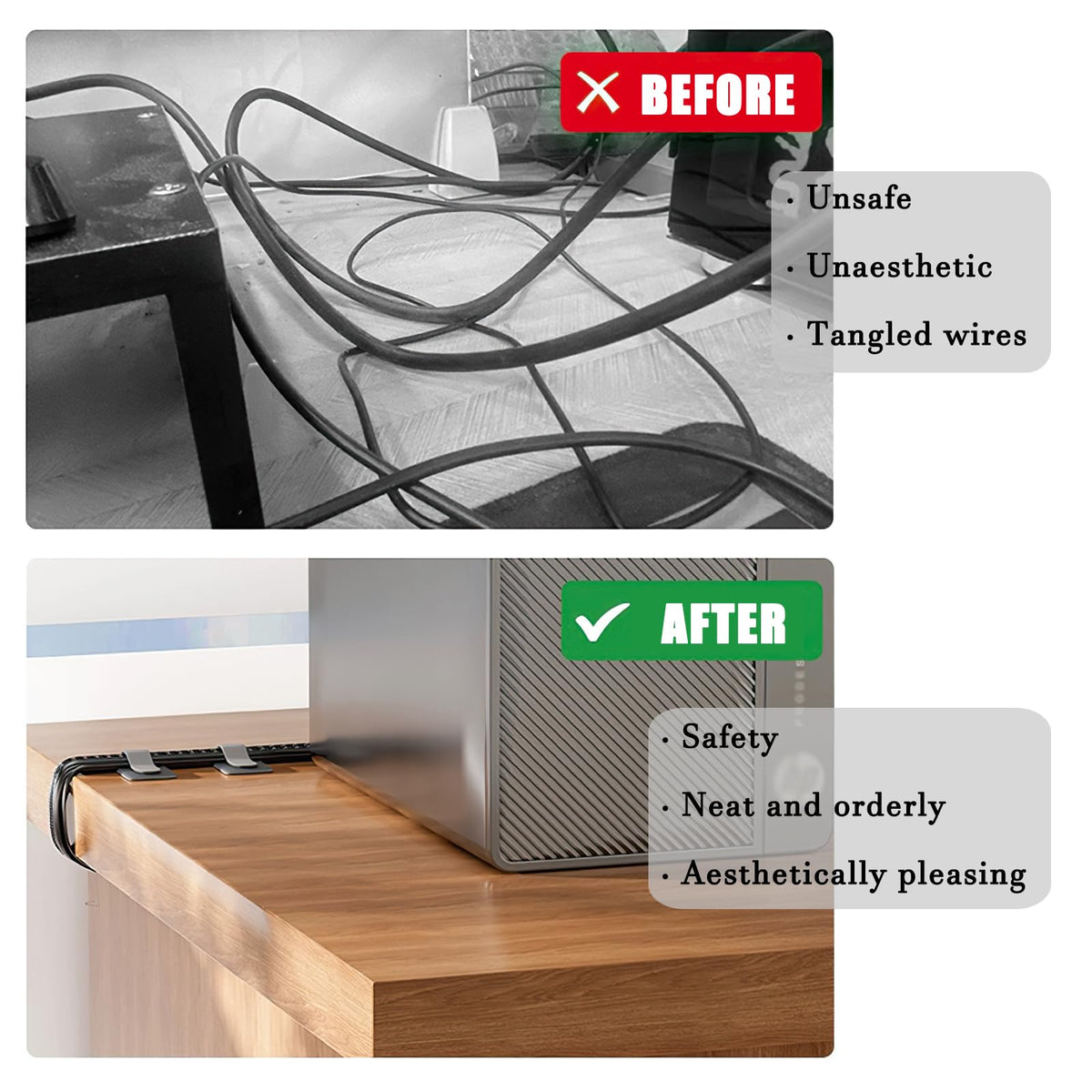 80 Pieces Grey Self-Adhesive Cable Clips and Ties for Desk Cable Management, Gaming Setups and Home Office