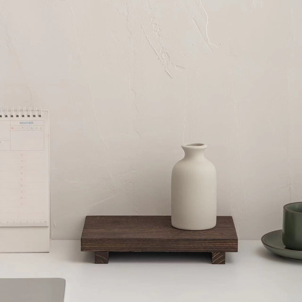 Wooden Desktop Display Riser & Storage Rack — Dark Brown