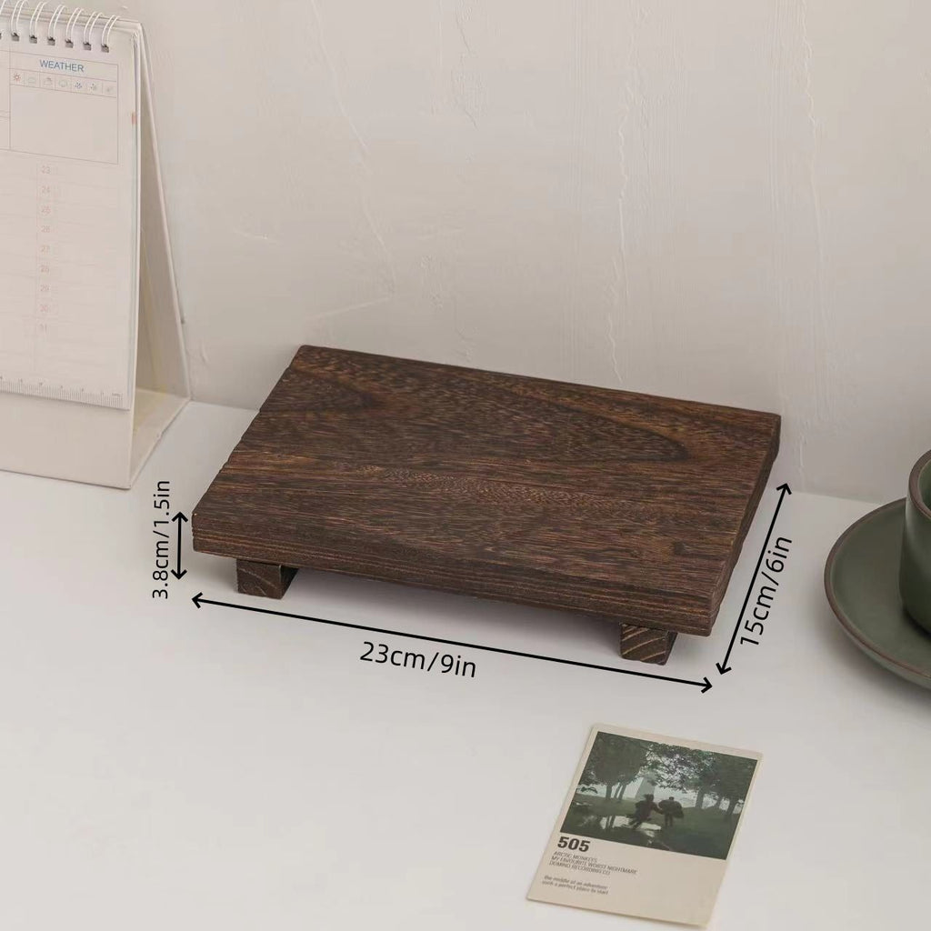 Wooden Desktop Display Riser & Storage Rack — Dark Brown