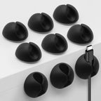 10-pack Self-Adhesive Wire and Cable Clips, Bed Clips, Cable Holder, Cable Organizer, Single Port (Black)