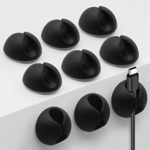 10-pack Self-Adhesive Wire and Cable Clips, Bed Clips, Cable Holder, Cable Organizer, Single Port (Black)