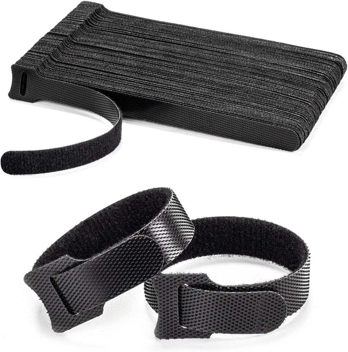 80 Piece Reusable Cable Ties, Black Adjustable 6-Inch Cord Organiser Ties, Multi-Purpose Hook Loop for Organising Home Office