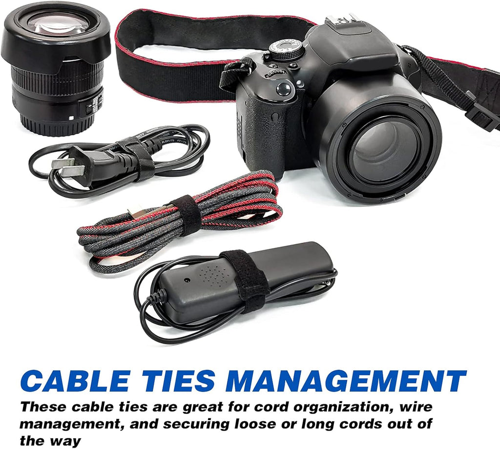 80 Piece Reusable Cable Ties, Black Adjustable 6-Inch Cord Organiser Ties, Multi-Purpose Hook Loop for Organising Home Office
