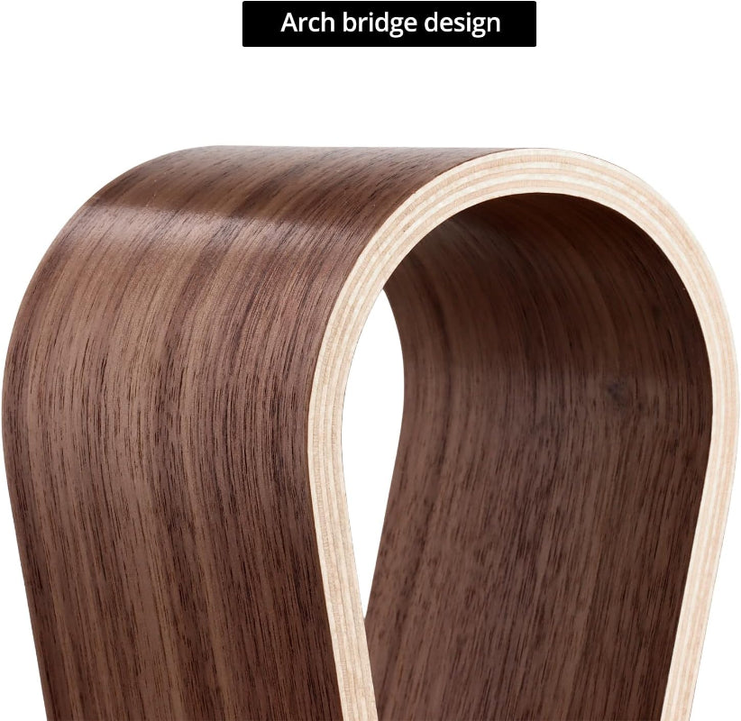 Wood Headphone Stand - Headset Holder, Arch Bridge Design - Universal Compatibility, Stylish Desk Headset Holder