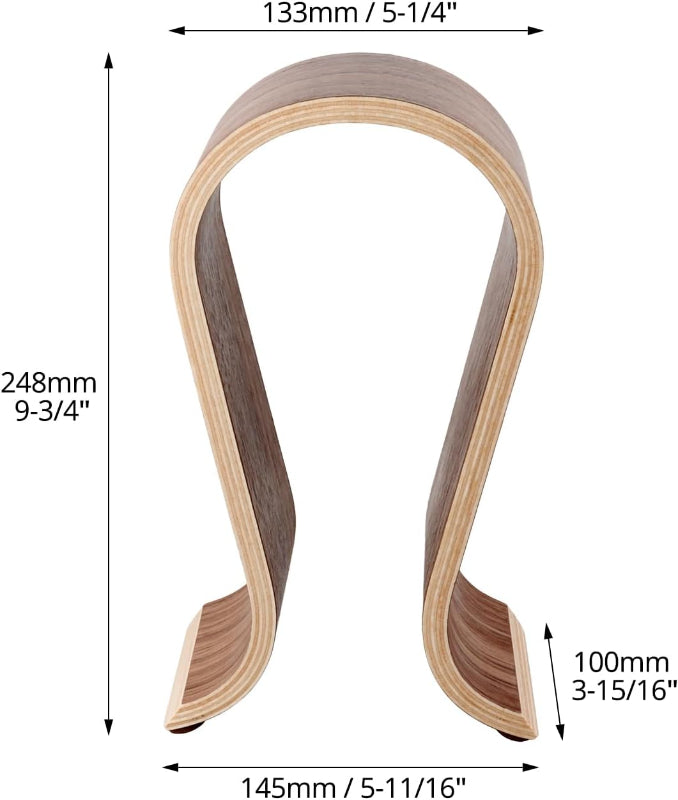 Wood Headphone Stand - Headset Holder, Arch Bridge Design - Universal Compatibility, Stylish Desk Headset Holder