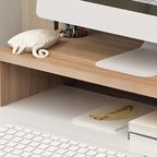 Monitor Stand Riser Ergonomic - Extra Storage Underneath - Elevated Base - Light Walnut