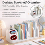 Desktop Storage Organiser With Dividers - Pen Holder - Home Office - School Desk - 4 Grid