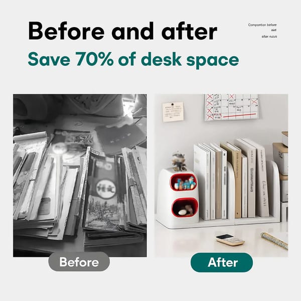Desktop Storage Organiser With Dividers - Pen Holder - Home Office - School Desk - 4 Grid