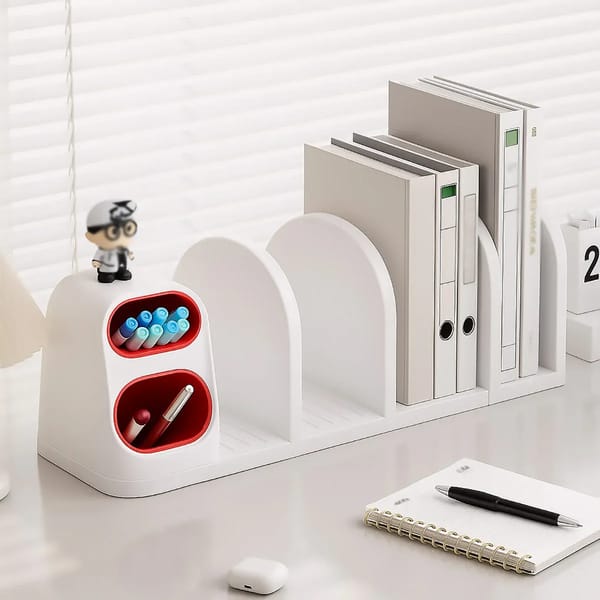 Desktop Storage Organiser With Dividers - Pen Holder - Home Office - School Desk - 4 Grid