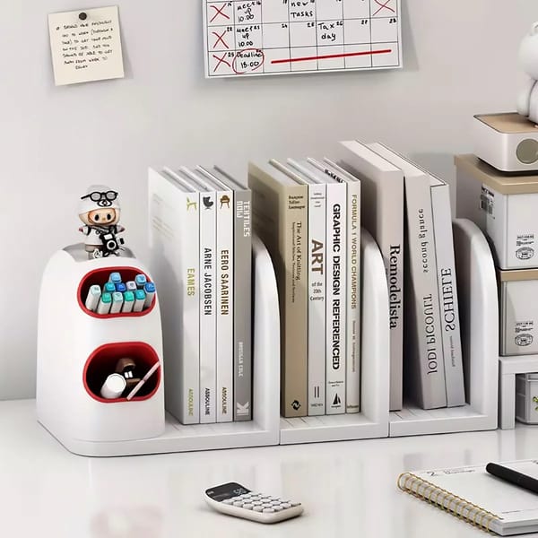 Desktop Storage Organiser With Dividers - Pen Holder - Home Office - School Desk - 4 Grid