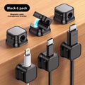 Black 6-Pack Magnetic Cable Organiser Clips Desktop Cord Management for Phone Charger USB Cable Holder