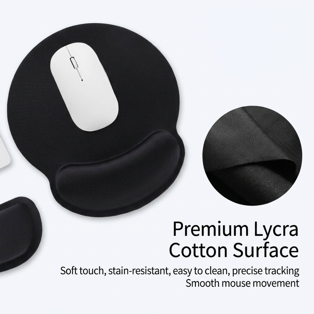 4-Piece Black Ergonomic Desk Arm Rest & Wrist Support Set with 2 Pack Clamp-On 180° Rotating Arm Rests